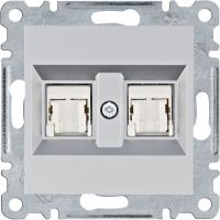 Gniazdo komputerowe podwójne RJ45 kat.5e UTP, srebrny, Lumina | WL2122 Hager