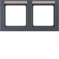 Ramka podwójna z polem opisowym Q.3, pozioma antracyt aksamit | 10226086 Hager