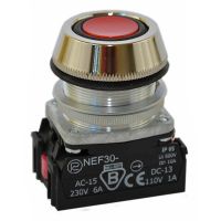Przycisk sterowniczy z guzikiem krytym NEF30-UKXY, pod otwór Fi-30mm, styki 1NO+1NC, czerwony | W0-NEF30-UK XY C Promet