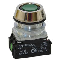 Przycisk sterowniczy z guzikiem krytym NEF30-UKXY, pod otwór Fi-30mm, styki 1NO+1NC, zielony | W0-NEF30-UK XY Z Promet