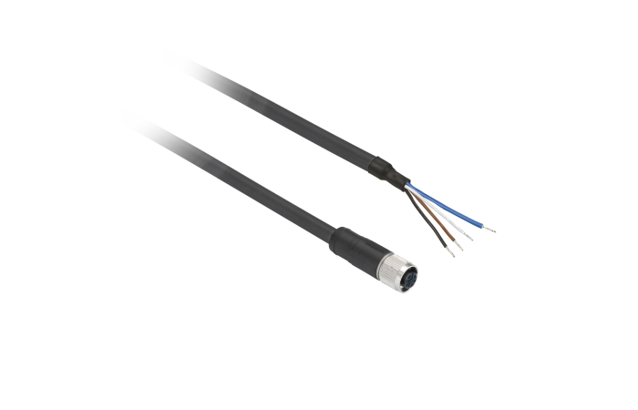 Złącze żeńskie M8 proste 4-pinowe kabel 5m PUR | XZCP0941L5 TMSS France