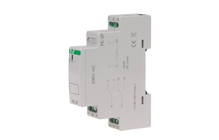 Przekaźnik elektromagnetyczny PK-2P 2 styki przełączne 2×8A 230V AC | PK-2P-230V F&F