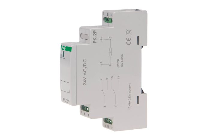 Przekaźnik elektromagnetyczny PK-2P 2 styki przełączne 2×8A 24V AC/DC | PK-2P-24V F&F