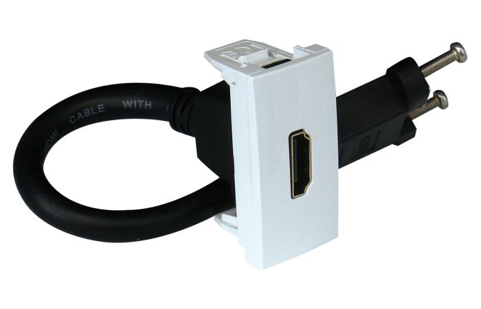 Gniazdo HDMI 22,5x45 z przewodem, biały, Quadro 45 | 45435SBR Efapel