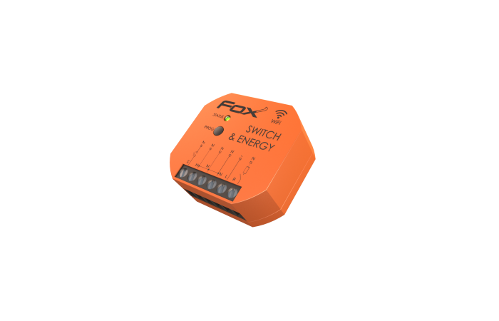 Pojedynczy przekaźnik do puszki 230V SWITCH & ENERGY Wi-Fi 230V z funkcją monitorowania FOX | WI-R1S1-P F&F