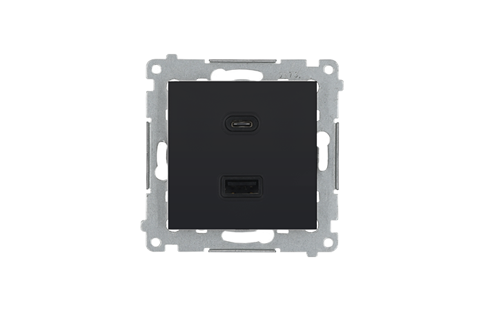 Ładowarka 2xUSB C+A Quick Charge 5/9/12V (moduł), 3.1 A, 5V DC, 230V czarny Simon 54 | DEC2CA.01/49 Kontakt Simon