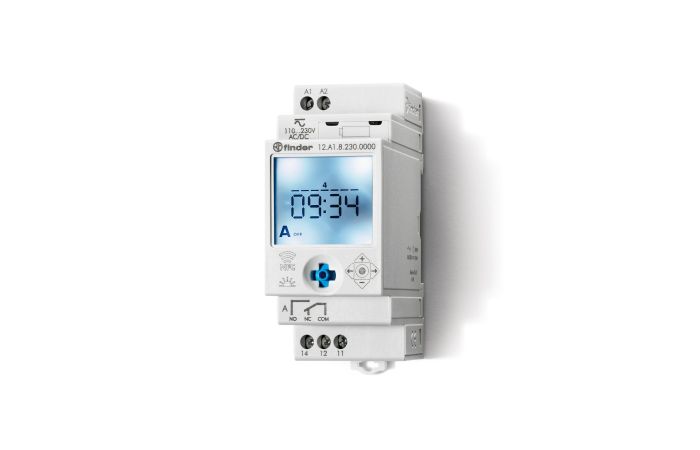 Zegar sterujący 1 P; 16A; 110…230V AC/DC; NFC; tygodniowy | 12.A1.8.230.0000 Finder