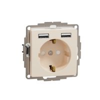 Gniazdo zasilające Schuko + podwójne gniazdo ładowania USB typ A 2,4A, beżowe, Sedna Design & Elements | SDD112052 Schneider Electric