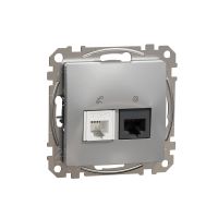 Gniazdo komputerowe-telefoniczne (kat. 5e UTP), srebrne aluminium, Sedna Design & Elements | SDD113458 Schneider Electric