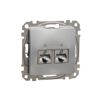 Gniazdo komputerowe podwójne RJ45 kat. 6 STP, srebrne aluminium, Sedna Design & Elements | SDD113462S Schneider Electric