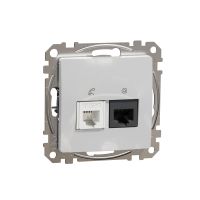 Gniazdo komputerowe-telefoniczne (kat. 6 UTP), srebrne aluminium, Sedna Design & Elements | SDD113468 Schneider Electric