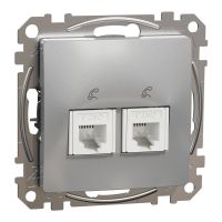 Gniazdo telefoniczne podwójne RJ11, srebrne aluminium, Sedna Design & Elements | SDD113492 Schneider Electric