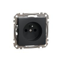 Gniazdo zasilające 2P+PE z przesłonami torów prądowych, czarny antracyt, Sedna Design & Elements | SDD114011 Schneider Electric