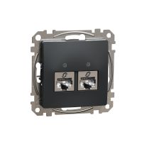 Gniazdo komputerowe podwójne RJ45 kat. 6 STP, czarny antracyt, Sedna Design & Elements | SDD114462S Schneider Electric