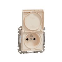 Gniazdo zasilające 2P+PE z przesłonami torów prądowych IP44, beżowy, Sedna Design & Elements | SDD212013 Schneider Electric