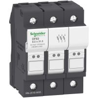 Rozłącznik bezpiecznikowy DF 3P 25A wymiary bezpiecznika 8,5x31,5mm | DF83 Schneider Electric