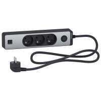 Prz. 3-gn. z ł. 2xUSB, 1,5m antr/sz.alu. | ST933U1BA Schneider Electric
