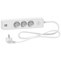 Przedłużacz Z/U potrójny z łącznikiem, 2xUSB 1,5m biały | ST933U1W Schneider Electric