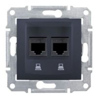 Gniazdo komputerowe podwójne 2xRJ45 kat.5e nieekranowane zaciski bezgwintowe satyna, Sedna | SDN4400170 Schneider Electric