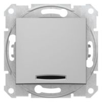 Łącznik 1P z podświetlaczem LED aluminium, Sedna | SDN1400160 Schneider Electric