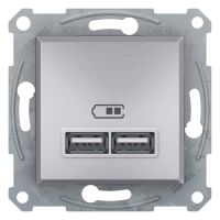 Gniazdo ładowarki USB 2.1A bez ramki, aluminium, Asfora | EPH2700261 Schneider Electric