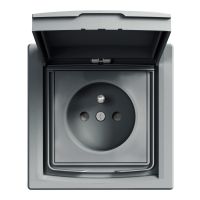 Gniazdo pojedyncze z/u z przesłoną , z ramką 2P+PE IP44, stal, Asfora | EPH2800362 Schneider Electric