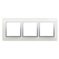 Ramka potrójna, szklana, srebrna mgła, IP20/[IP44], Simon 54 Nature | DRN3/71 Kontakt Simon