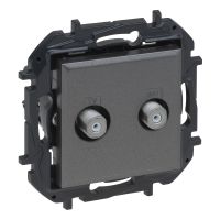 Gniazdo podwójne 2xTV typu "f" końcowe typu gwiazda, 1,5 dB, stalowy, NILOE STEP | 863476B Legrand