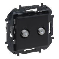 Gniazdo podwójne 2xTV typu "f" końcowe typu gwiazda, 1,5 dB, czarny, NILOE STEP | 863576B Legrand