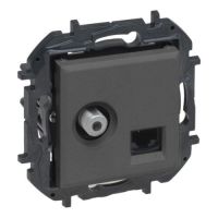 Gniazdo TV typu "f" typu gwiazda 1,5 dB + RJ45 kat. 6 UTP, stalowy, NILOE STEP | 863477B Legrand