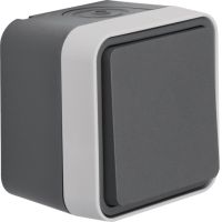 Łącznik 1-klawiszowy przyciskowy 1-biegunowy, kompletny, IP55, szary, W.1 | WNC020 Hager