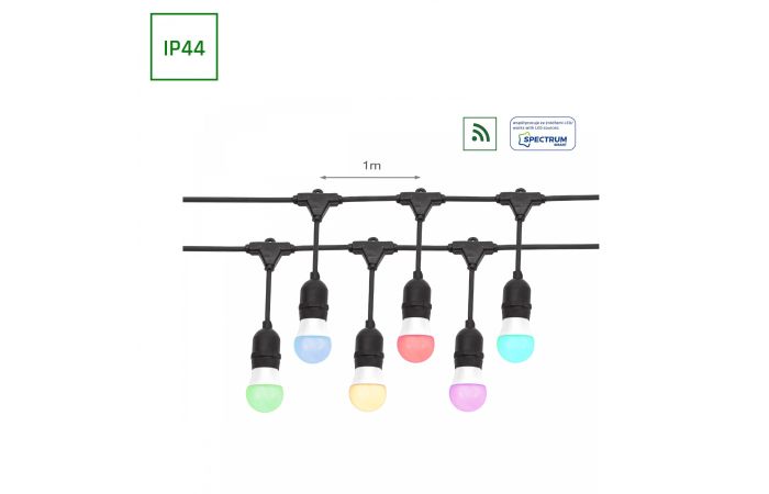 Girlanda ogrodowa 10 punktów świetlnych 250V IP44 9920mm czarna łączona | WOJ+14342 Wojnarowscy