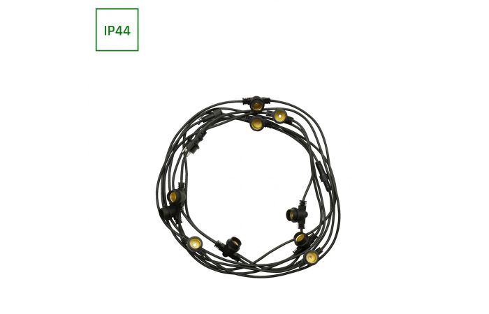 Girlanda ogrodowa 10 punktów świetlnych 250V IP44 5000mm czarna łączona | WOJ+16821 Wojnarowscy