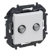 Gniazdo podwójne 2xTV typu "f" końcowe do instalacji typu gwiazda, 1,5 dB, biały, NILOE STEP | 863176B Legrand