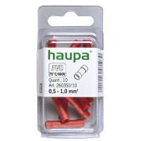 Złączka doczołowa izolowana 0,5-1,0 mm PVC czerwona (opak 10szt) | 260350/10 Haupa