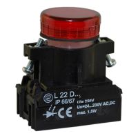 Lampka sygnalizacyjna L22D 24-230V, Fi-22mm, uniwersalna, klosz płaski, okrągły, czerwona | W0-LDU1-L22D C Promet