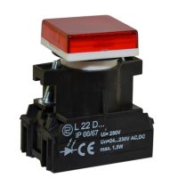 Lampka sygnalizacyjna L22KD 24-230V, Fi-22mm, uniwersalna, klosz płaski, kwadratowy, czerwona | W0-LDU1-L22KD C Promet