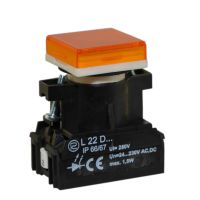 Lampka sygnalizacyjna L22KD 24-230V, Fi-22mm, uniwersalna, klosz płaski, kwadratowy, żółta | W0-LDU1-L22KD G Promet