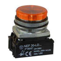Lampka sygnalizacyjna NEF30LDB 24-230V, Fi-30mm, błyskająca, diodowa, klosz płaski, okrągły, żółta | W0-LDU1-NEF30LDB G Promet