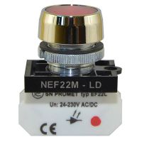 Lampka NEF22 metalowa płaska czerwona 24V-230V | W0-LD-NEF22MLD C Promet