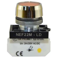 Lampka NEF22 metalowa płaska 24V-230V żółta | W0-LD-NEF22MLD G Promet