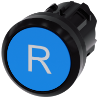 Przycisk SIRIUS ACT 22mm okrągły tworzywo inskrypcja: R, plaski z samopowrotem, niebieski | 3SU1000-0AB50-0AR0 Siemens