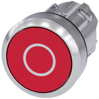 Przełącznik przyciskany 3SU1, 22mm, okrągły, metal, czerwony, inskrypcja: O, samopowrót, SIRIUS ACT | 3SU1050-0AB20-0AD0 Siemens