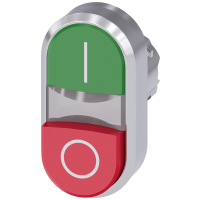 Napęd przycisku SIRIUS ACT fi22 metal połysk, 2-klawisz. płaski zielony/wystający czerwony (I O) | 3SU1050-3BB42-0AK0 Siemens
