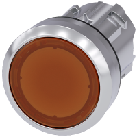 Przycisk podświetlany 22mm, okrągły, metal, błyszczący, bursztynowy, płaski z samopowr, SIRIUS ACT | 3SU1051-0AB00-0AA0 Siemens