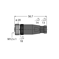 Złącze proste B8141-0, 4-6mm, 4pin | 6935145 Turck