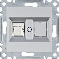 Gniazdo komputerowe pojedyncze RJ45 kat.5e UTP, srebrny, Lumina | WL2112 Hager