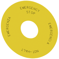 Etykieta samoprzylepna Żółta Z inskrypcją EMERGENCY STOP w 4 Językach DE EN IT SP, SIRIUS ACT | 3SU1900-0BC31-0NB0-błąd_2024 Siemens