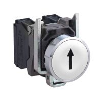 Przycisk biały kryty Fi-22mm z samopowrotemstrzałka w górę 1NO | XB4BA3341 Schneider Electric