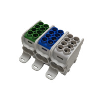 Blok dystrybucyjny,rozdzielczy HLAK 25 3P 2xAl/Cu 25mm²+16mm²1000VAC/1500VDC  szary,niebieski,zielon | MAG3251ABG Morek